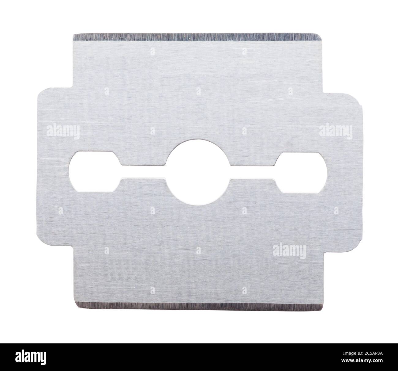 Steel Razor Blade Cut Out on White. Stock Photo