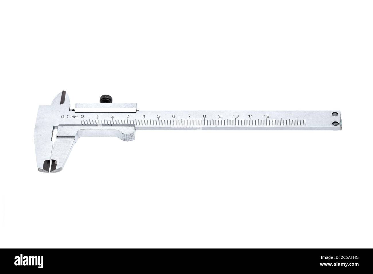a vernier caliper, tool isolated on a white background. Stock Photo