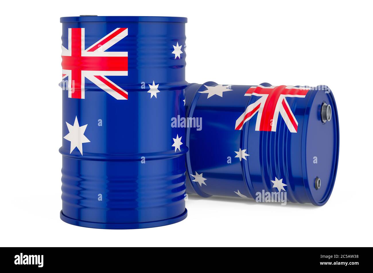 Steel drum, barrel with Australian flag, 3D rendering isolated on white
