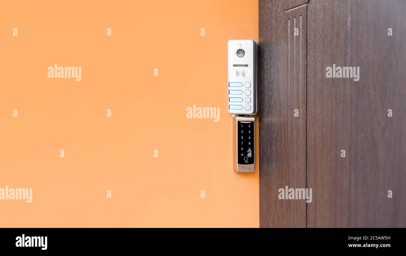 with doorbell buttons and video call and card reader for an