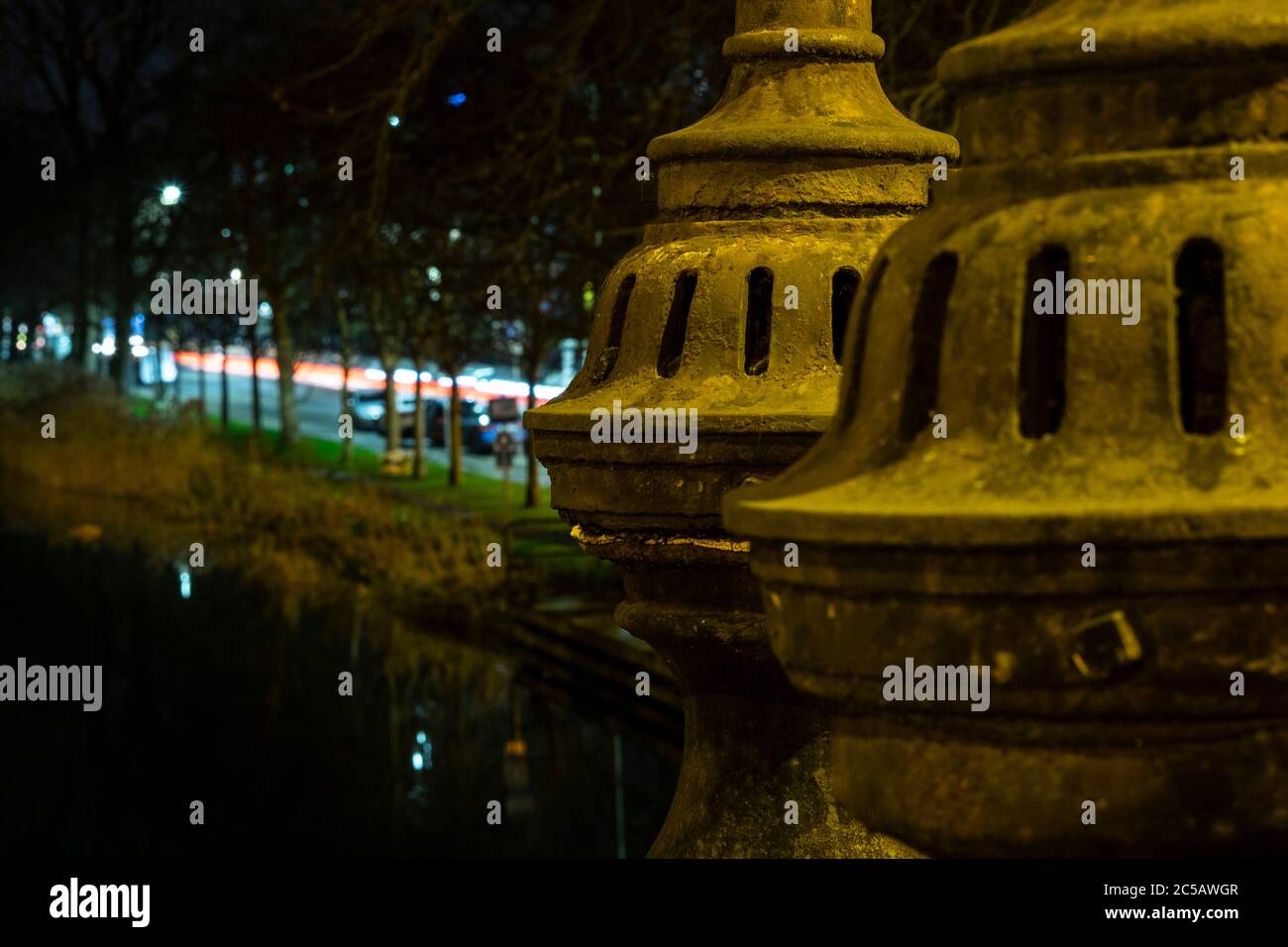 Night time by the canal in Dublin Stock Photo
