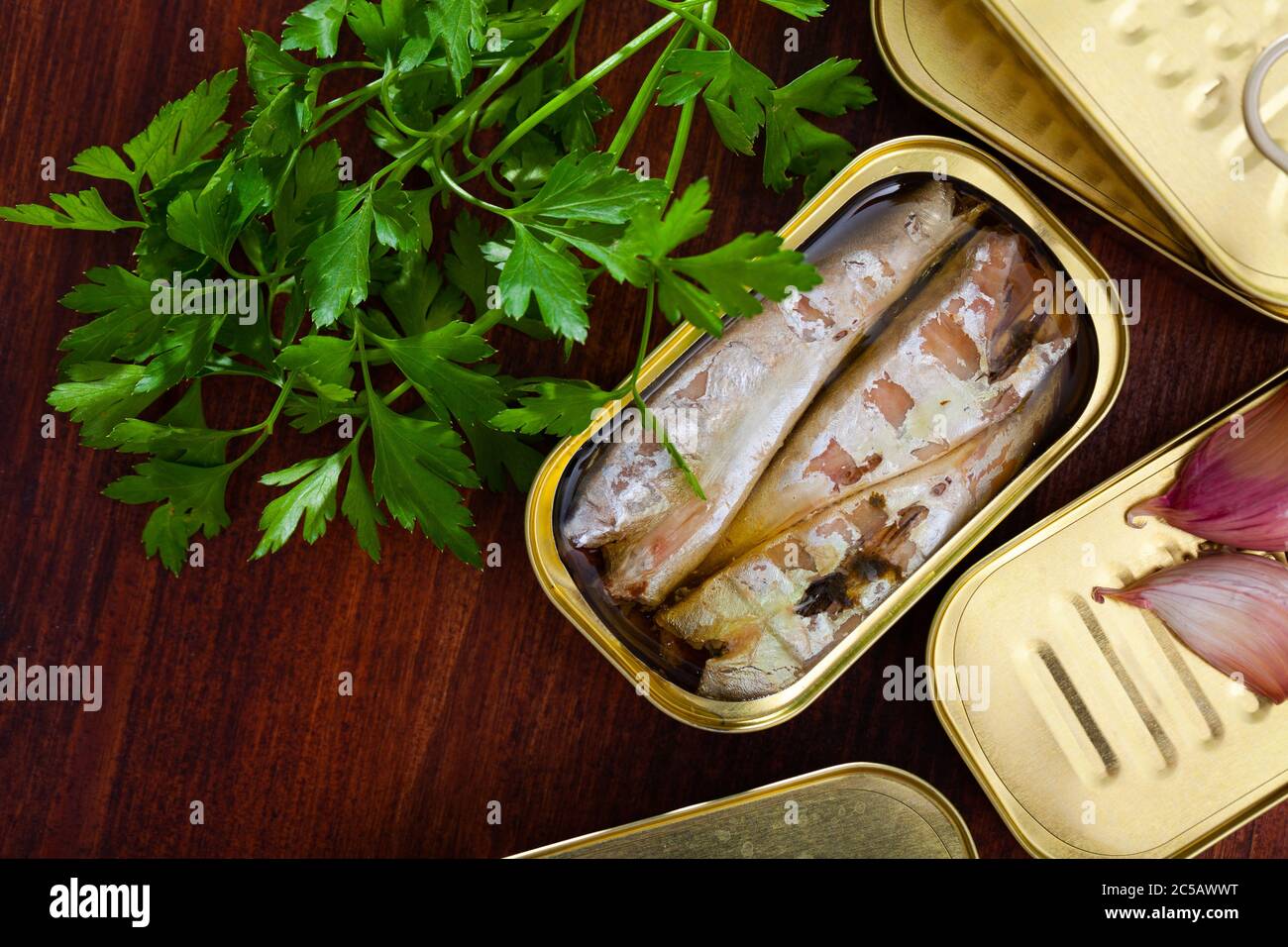 Image of deliciously tinned fillet of mackerel in sunflower oil Stock