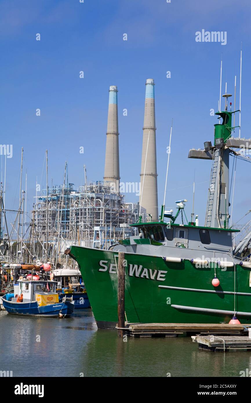 Moss Landing Power Plant & boat marina,Monterey County,California,USA