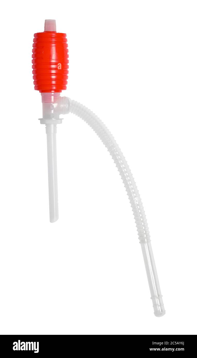 Emergency Hand Water Pump Cut Out on White. Stock Photo