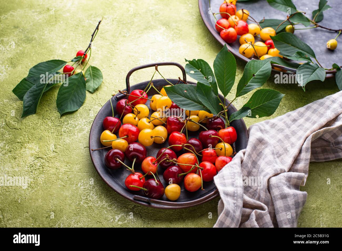 Fresh ripe red and yellow cherry Stock Photo - Alamy