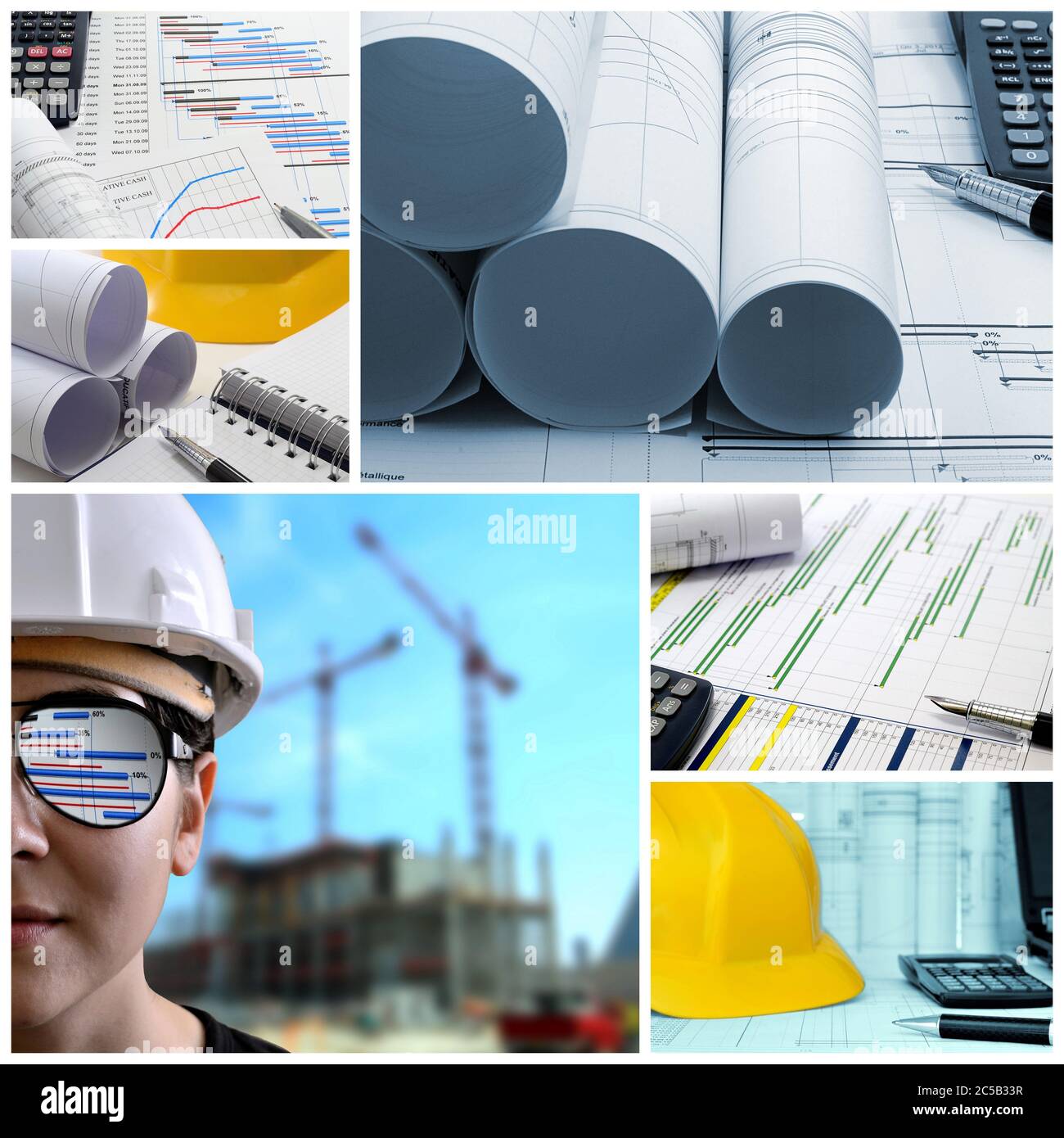 Construction project management collage Stock Photo
