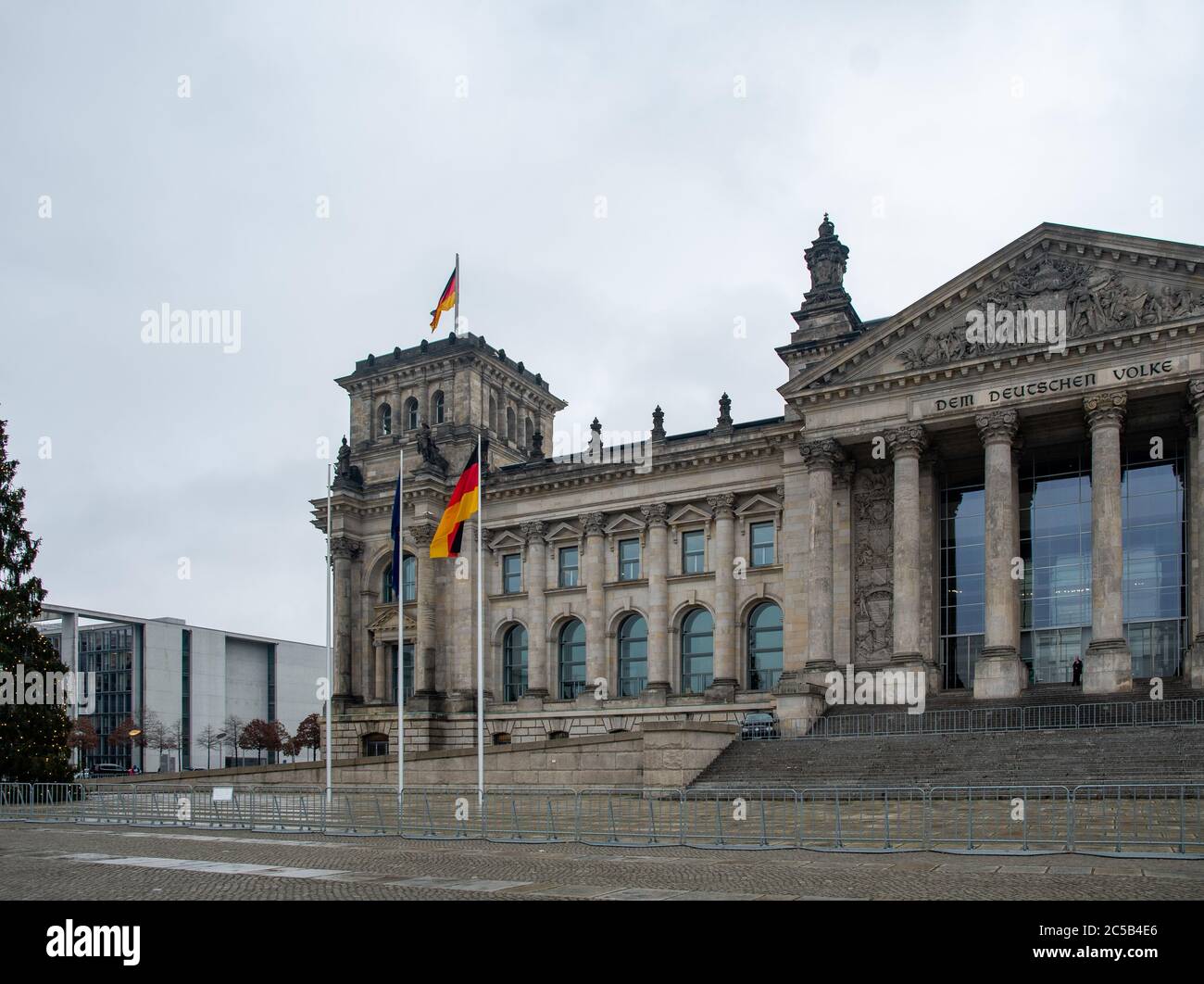 The Reichstag (Bundestag) with a Christmas Tree. Berlin, Germany. Stock Photo