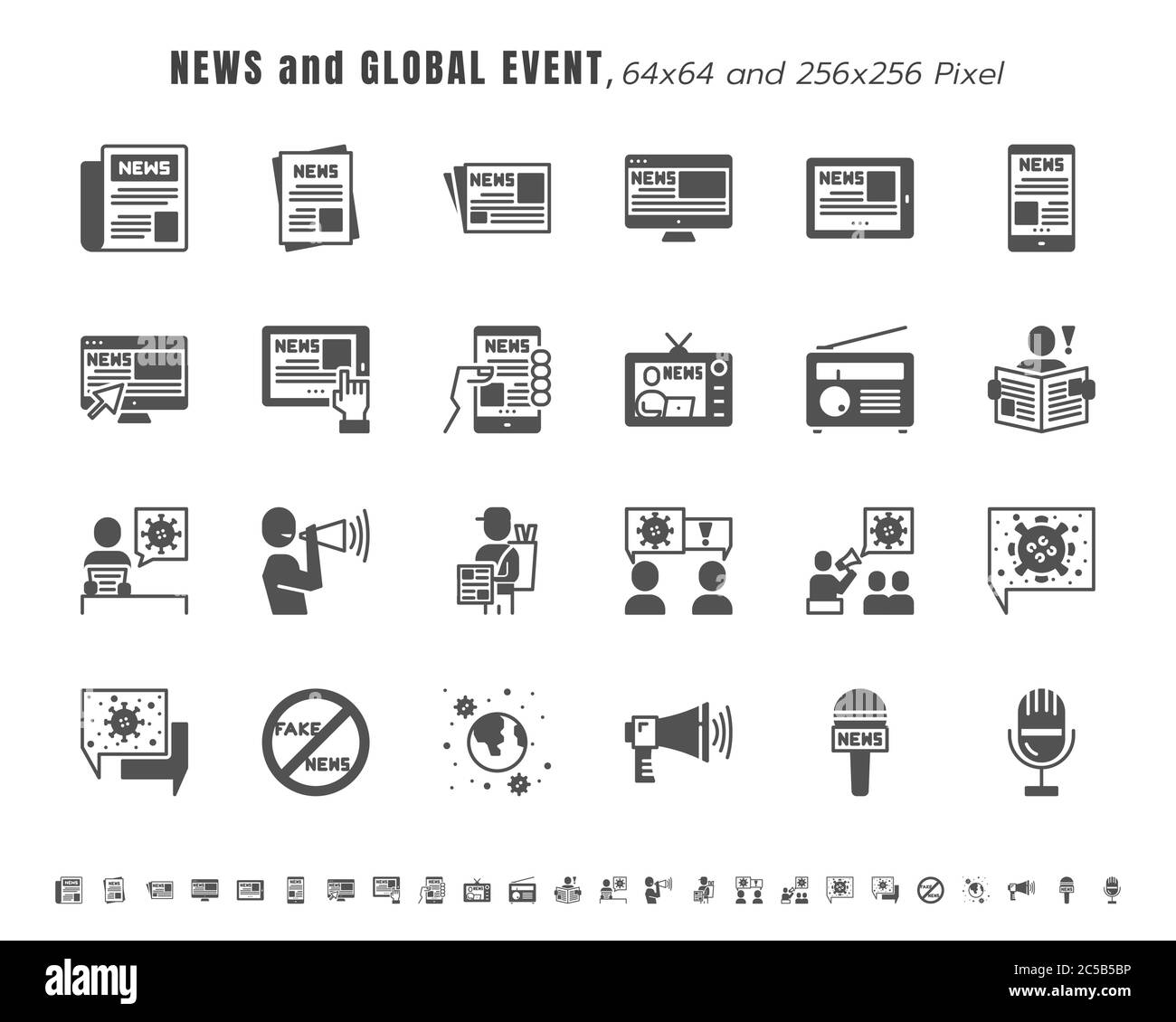 Simple Set of News and Global Event of Coronavirus, Covid-19 Related in Different Platform. Such as Tablet, Phone, Speech Bubble. Solid Glyph Icons Ve Stock Vector