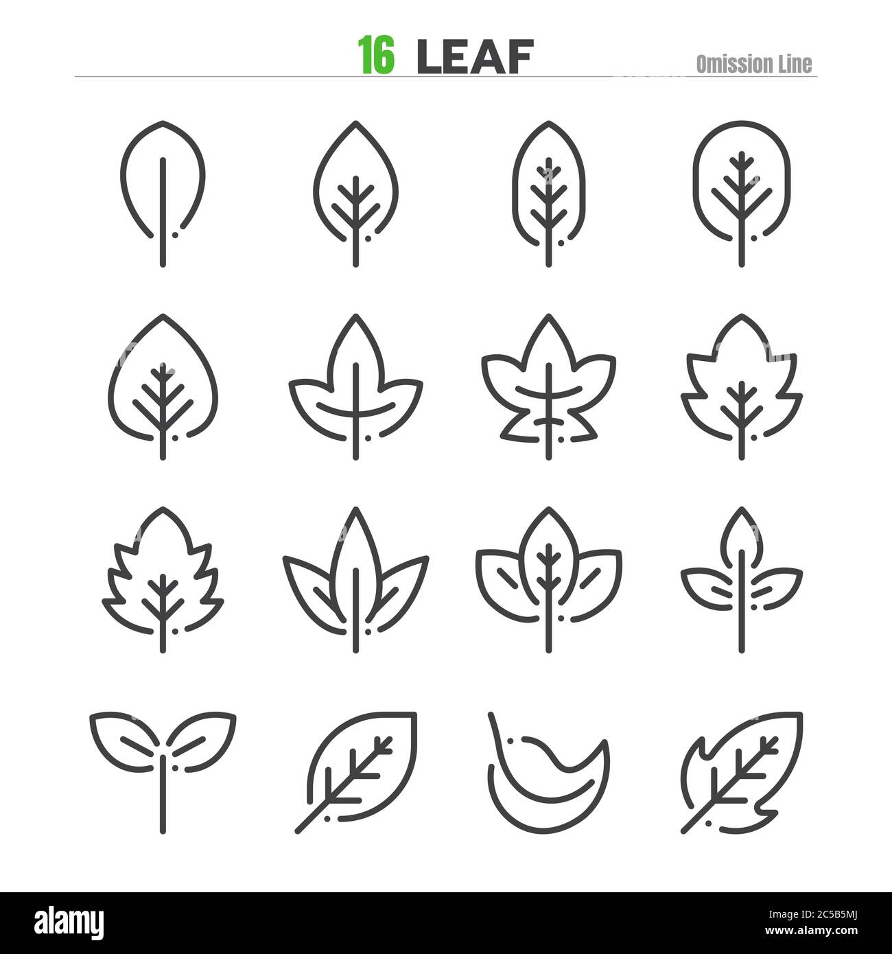 Leaf Outline Icon Set Illustration Vector EPS 10. Stock Vector