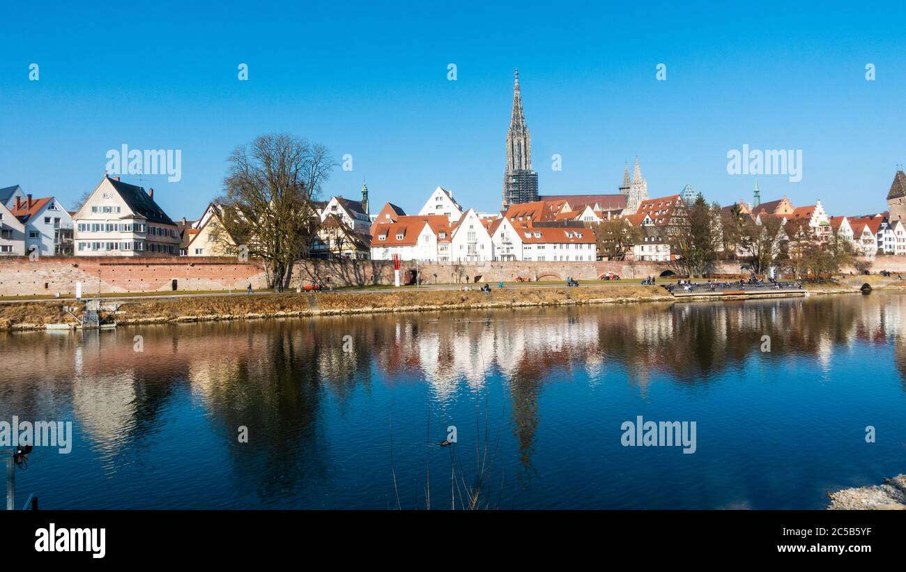 Panoramic picture of the famous cathedral in the German city of Ulm Stock Photo