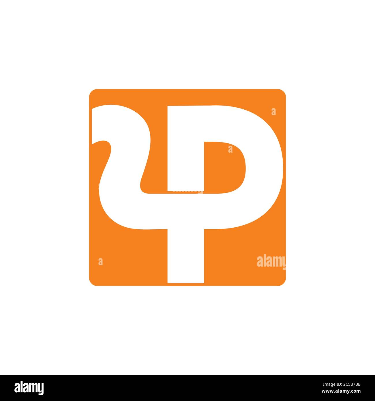 letter p ribbon curves negative space logo vector Stock Vector
