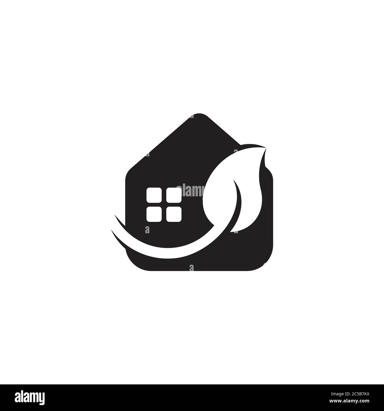 nature curves leaf home simple geometric symbol logo vector Stock ...