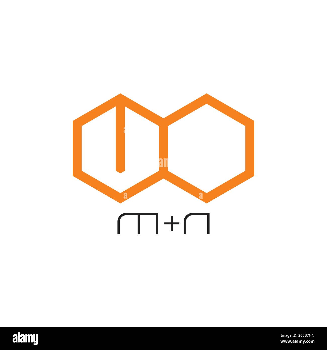abstract letter mn hexagonal simple logo vector Stock Vector