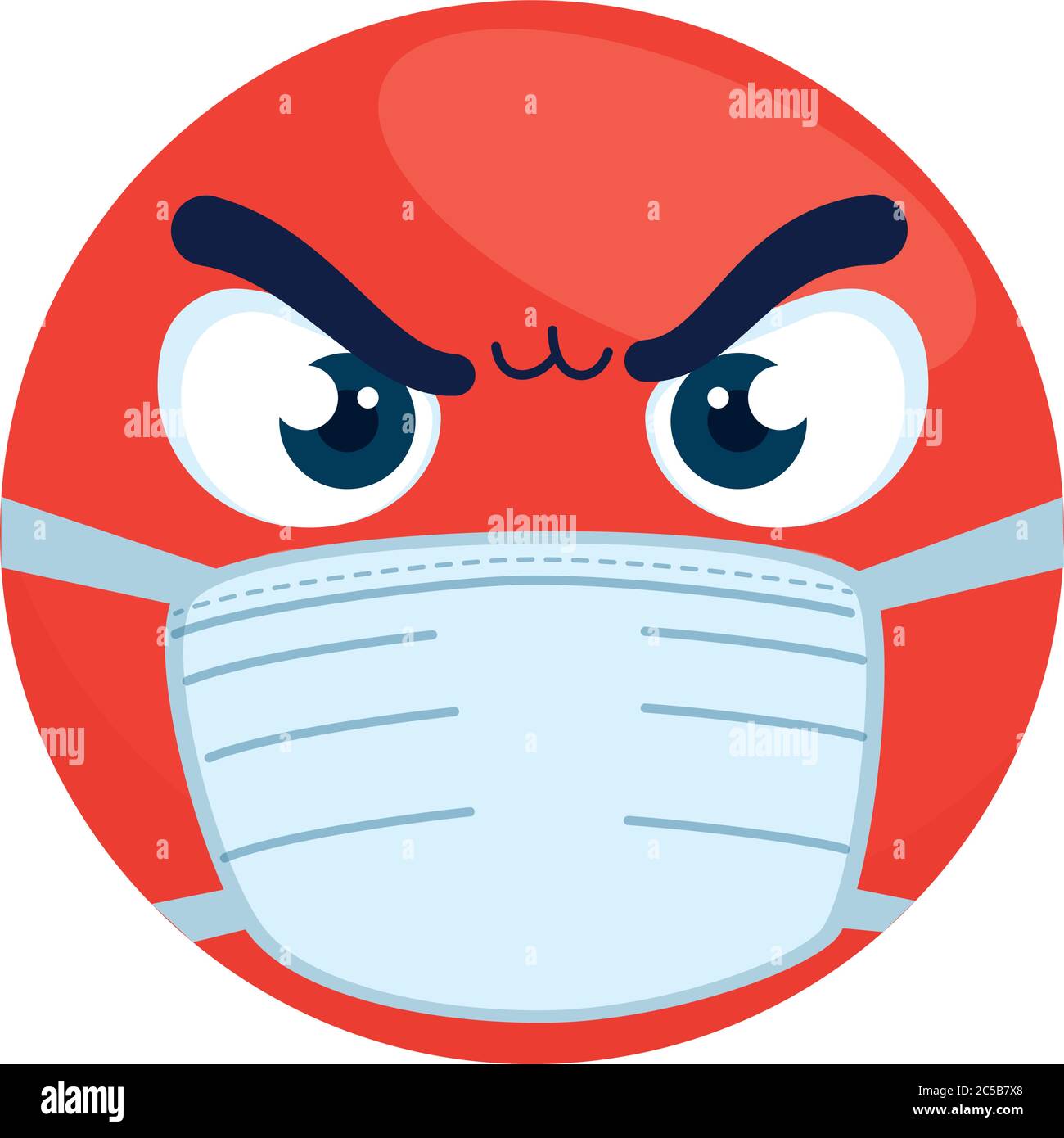 emoji angry wearing medical mask, red face wearing white surgical mask ...