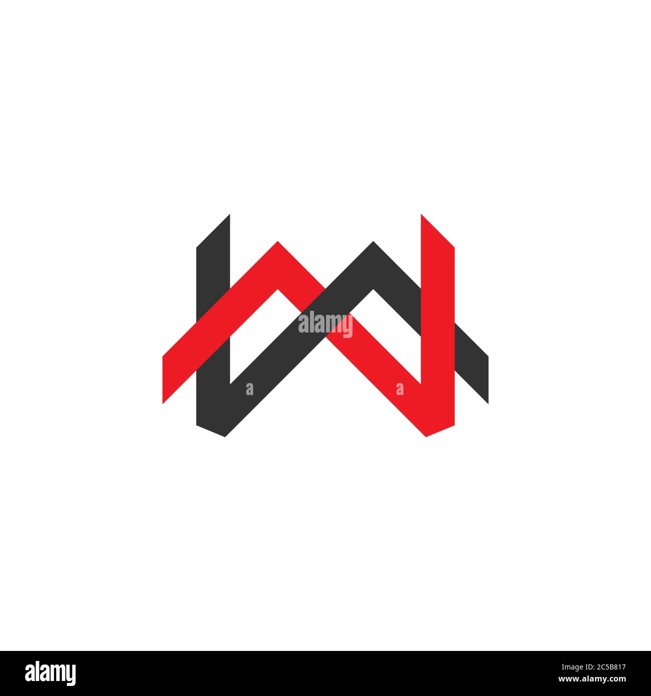 letter mw linked overlapping line logo vector Stock Vector
