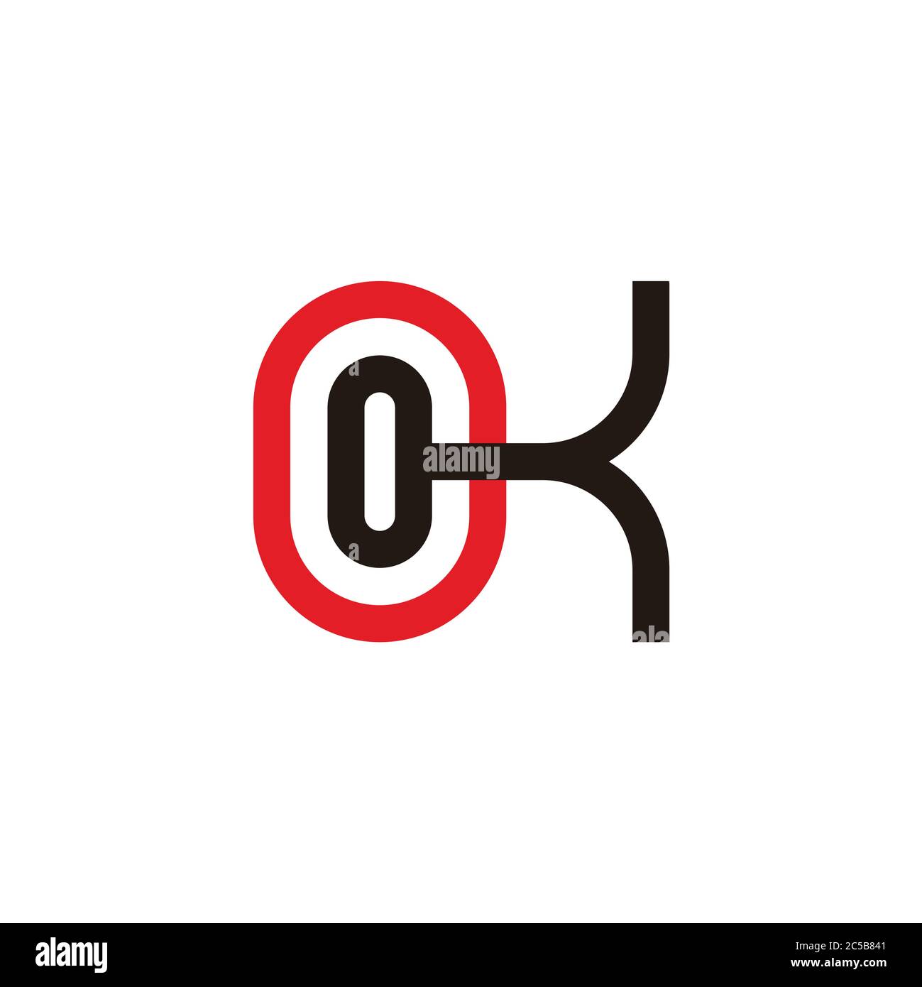 abstract letter ok linked line geometric design symbol vector Stock Vector