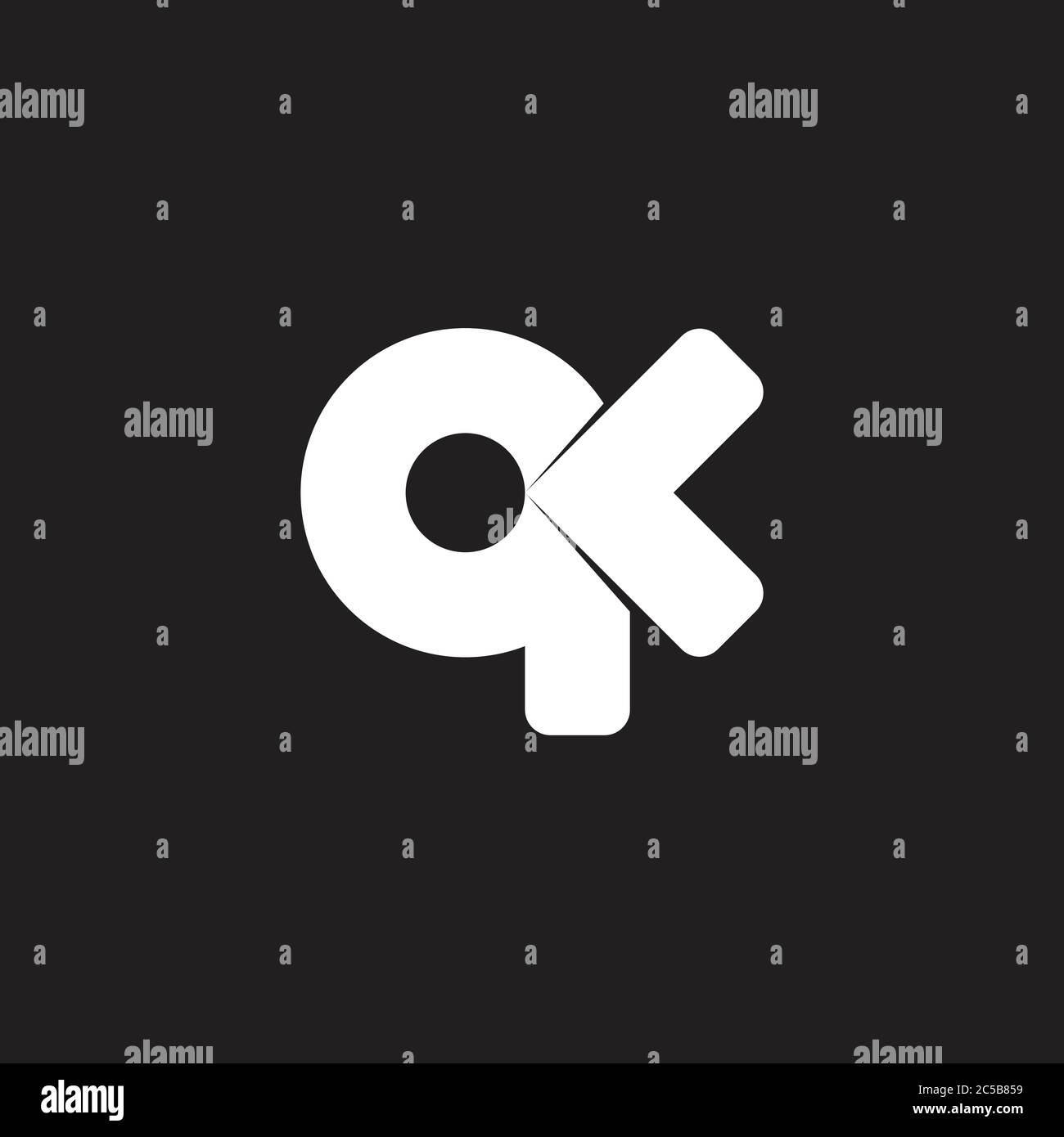 abstract letter qk simple geometric design symbol vector Stock Vector