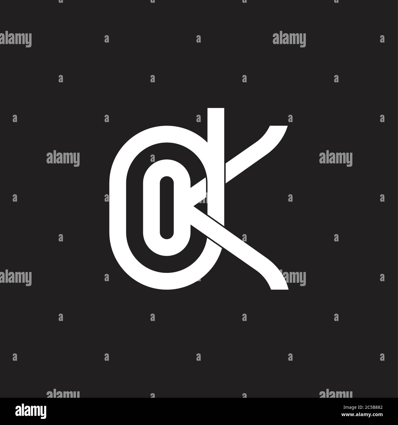 abstract letter dk linked geometric line symbol vector Stock Vector