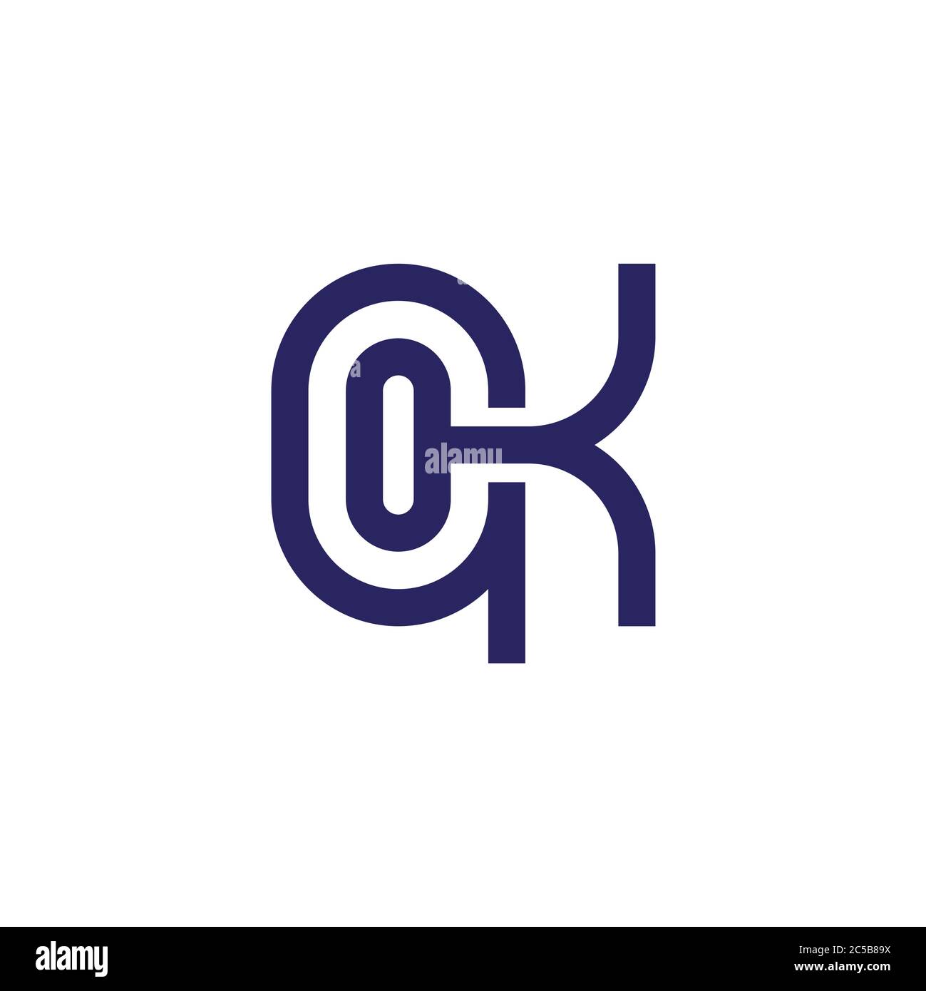 abstract letter qk linked geometric line symbol vector Stock Vector