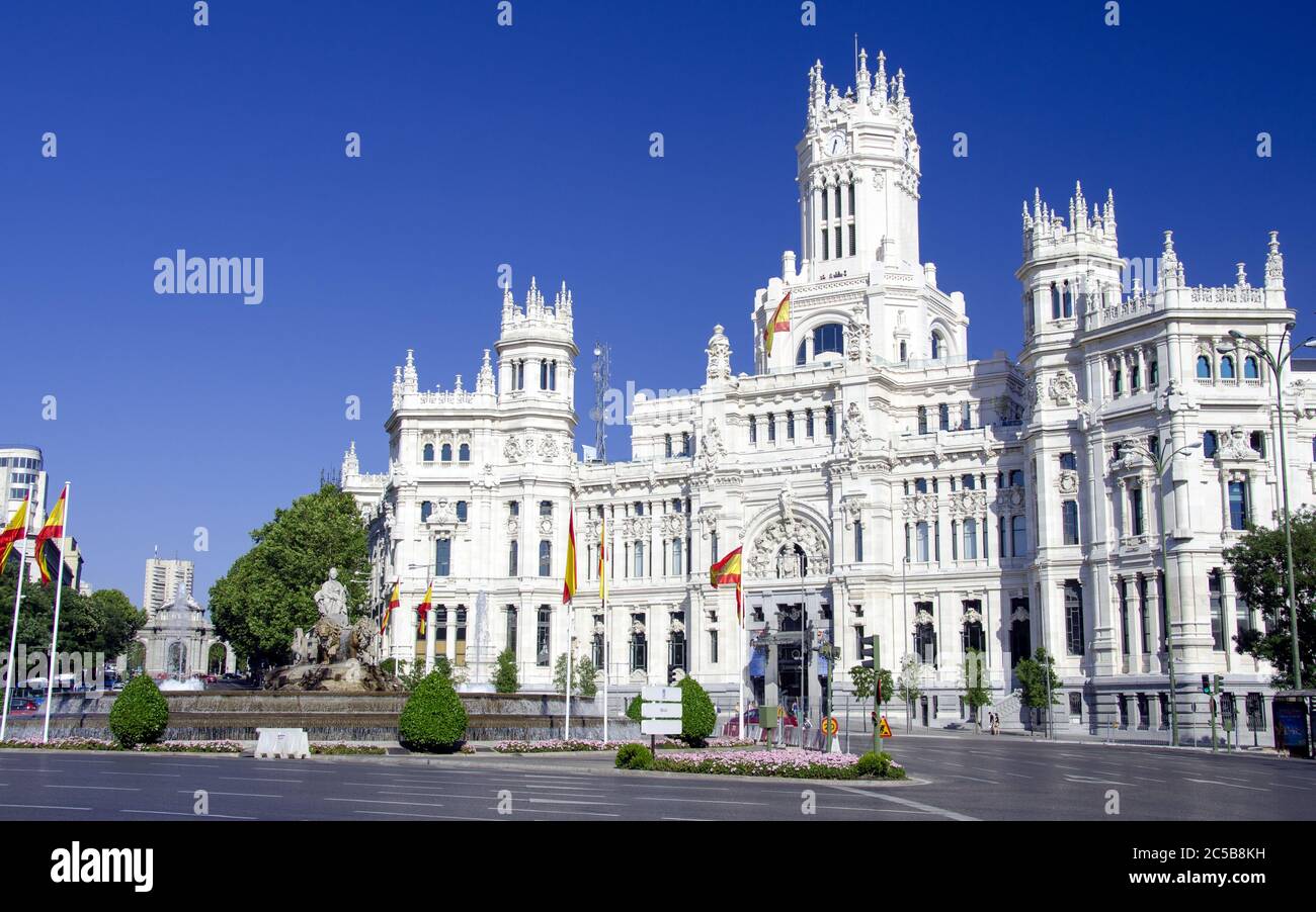 Cibeles Fountain At Madrid, Spain Stock Photo