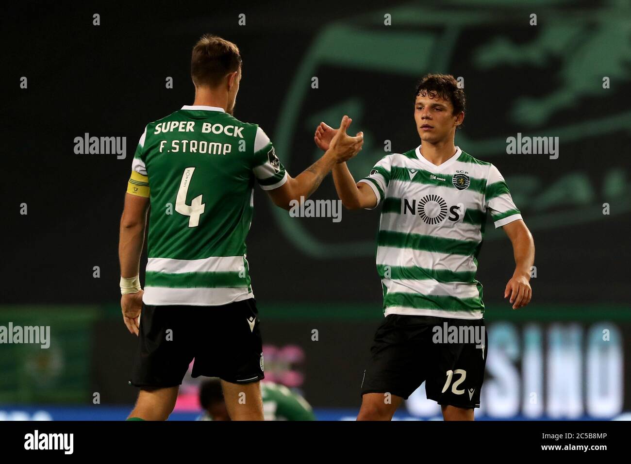 Lisbon Portugal 1st July 2020 Sebastian Coates Of Sporting Cp L Celebrates With Eduardo Quaresma Of