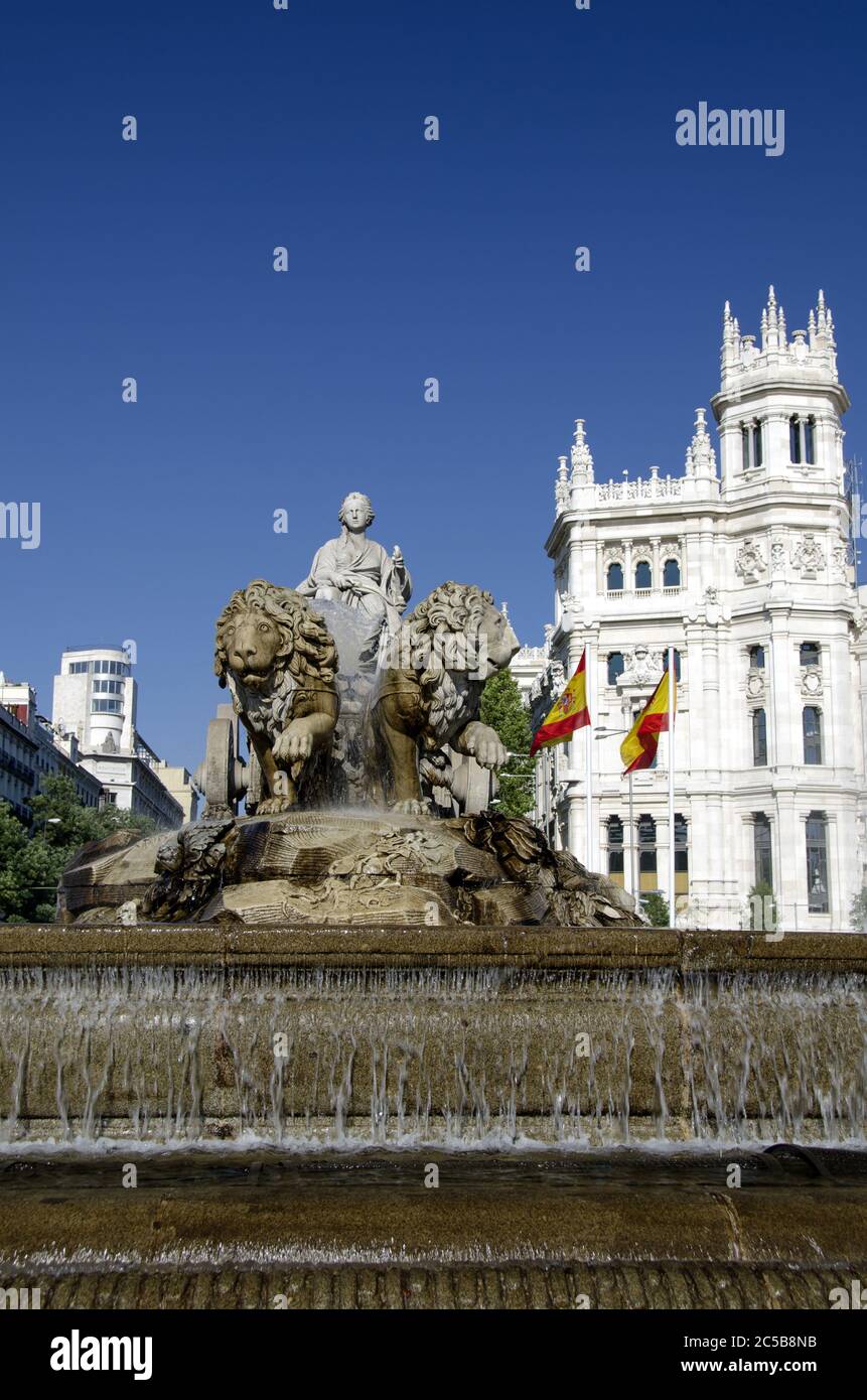 Cibeles Fountain At Madrid, Spain Stock Photo