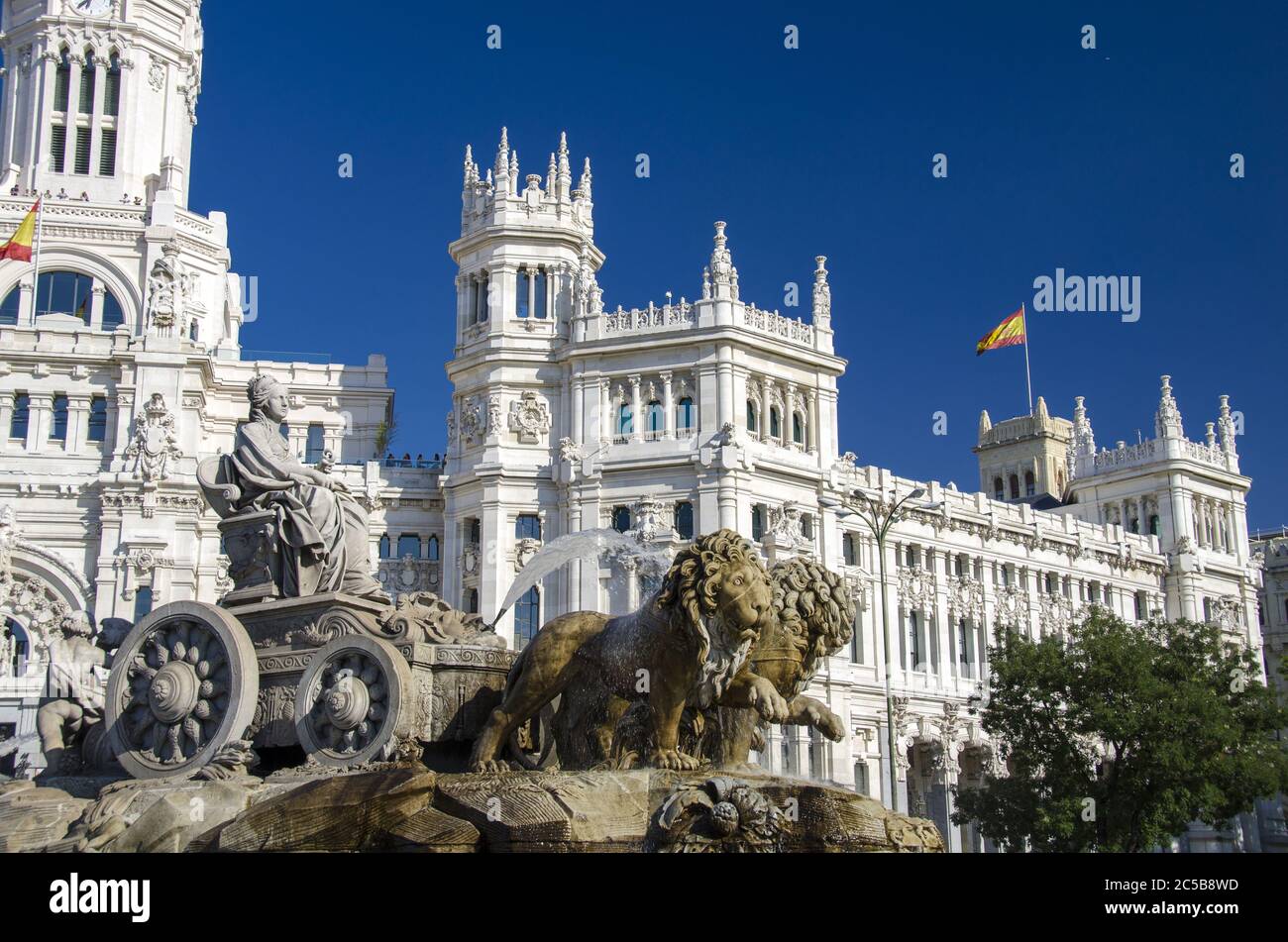 Cibeles Fountain At Madrid, Spain Stock Photo