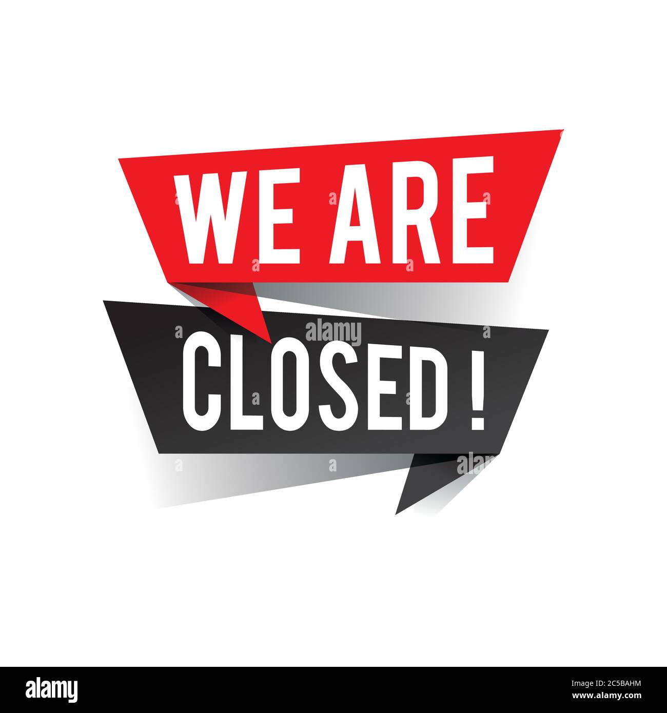 Modern design we are closed text on speech bubbles concept. Vector illustration Stock Vector