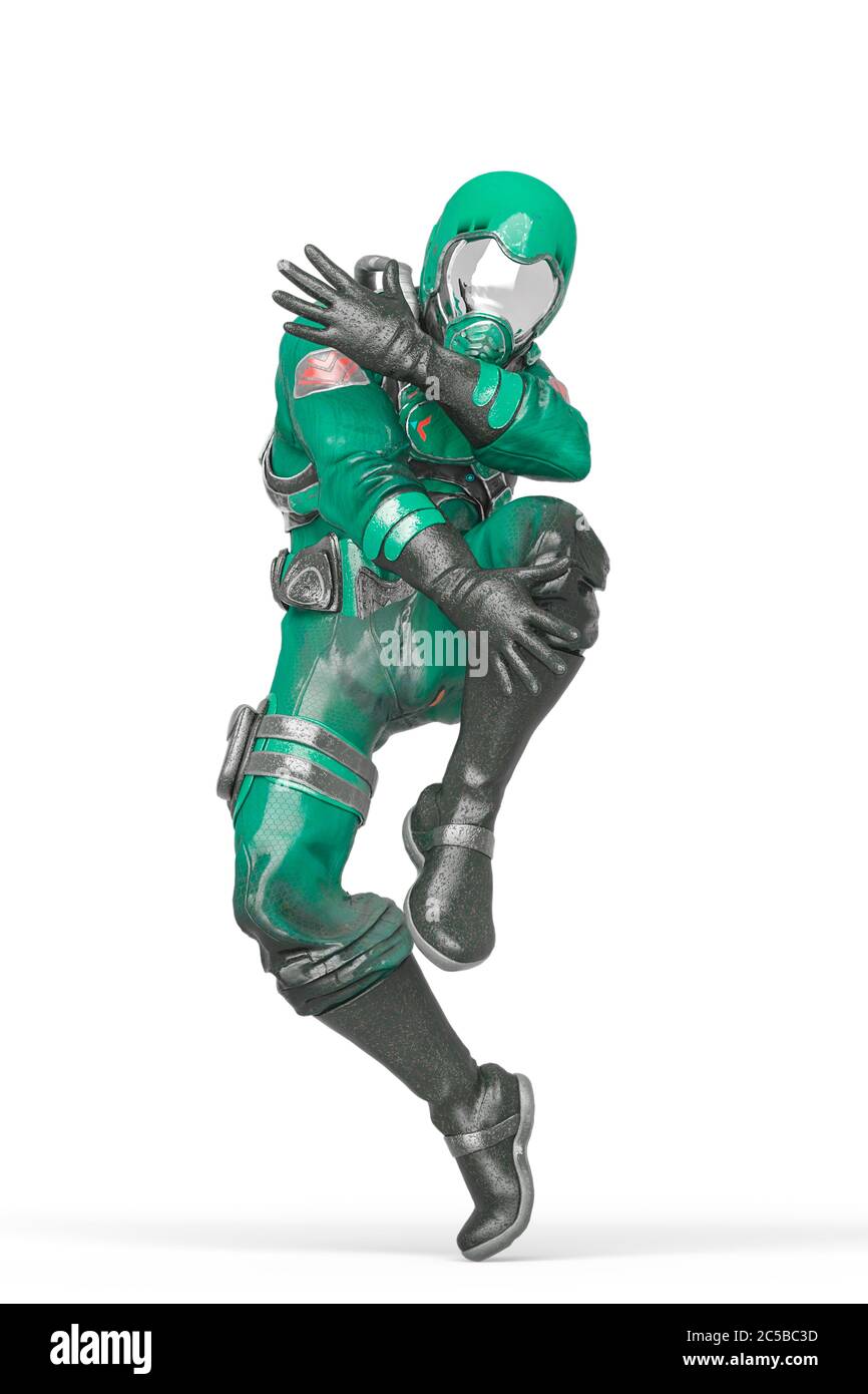 battle pilot is dancing in white background, 3d illustration Stock Photo