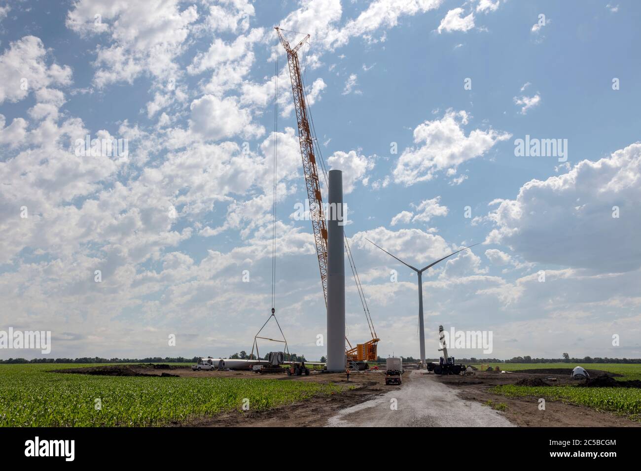 Wind turbine construction, Indiana, USA, by James D Coppinger/Dembinsky Photo Assoc Stock Photo