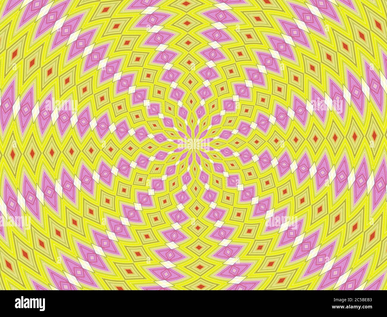Kaleidoscope background in purple and yellow Stock Photo