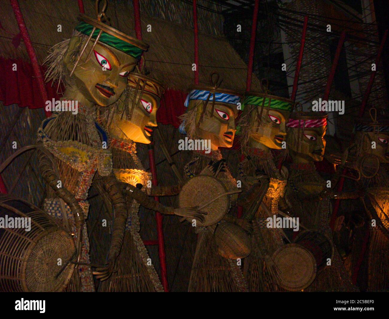 band of musicians made with bamboo sticks and jute by tribal people of bengal Stock Photo