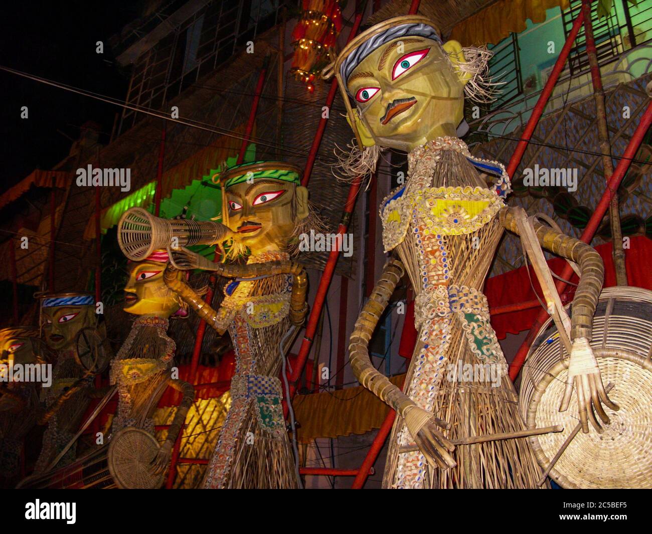 band of musicians made with bamboo sticks and jute by tribal people of bengal Stock Photo