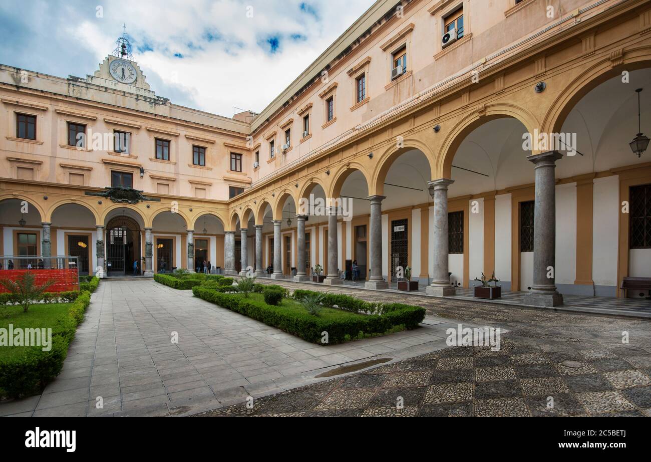 Quadrangle of The Law Faculty , University of Palermo, Sicily, Italy Stock Photo