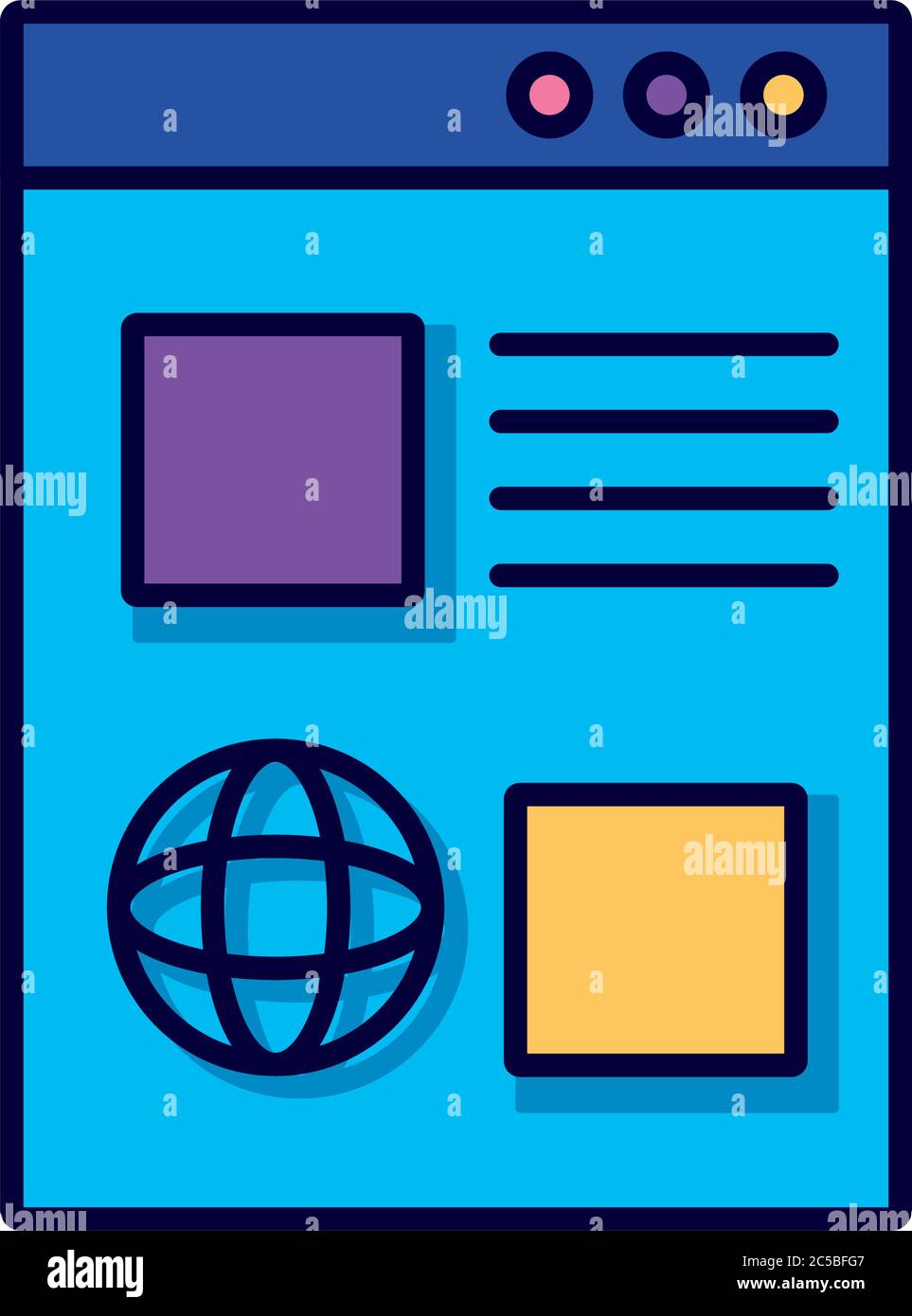 sphere browser with template webpage line and fill style icon vector ...