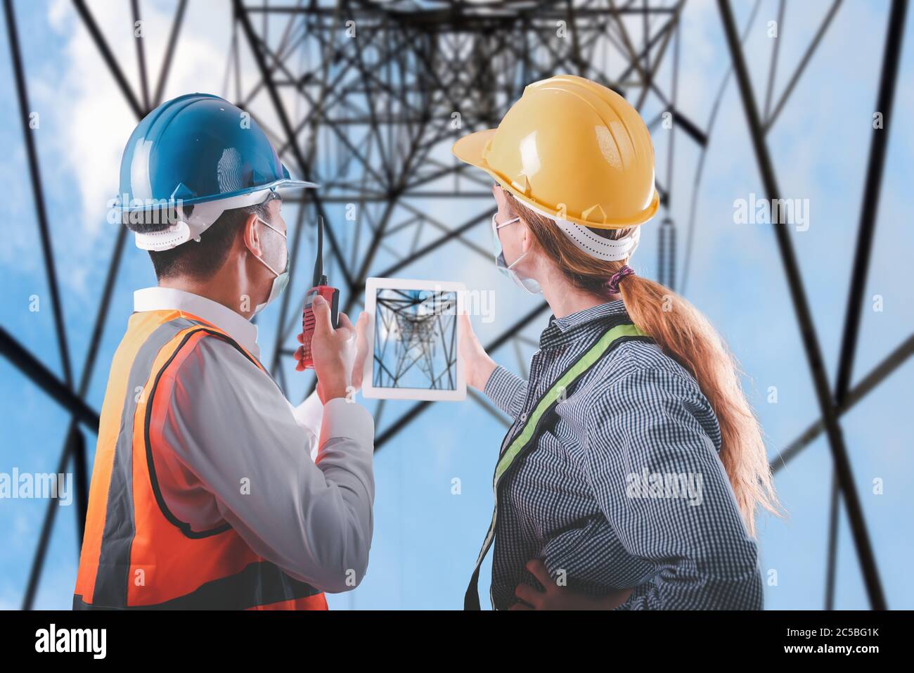 Construction/Electrical Engineer Builder Teamwork Inspection Civil Work at  Construction Site, Engineering Inspector Team in Safety Equipment Discuss C  Stock Photo - Alamy
