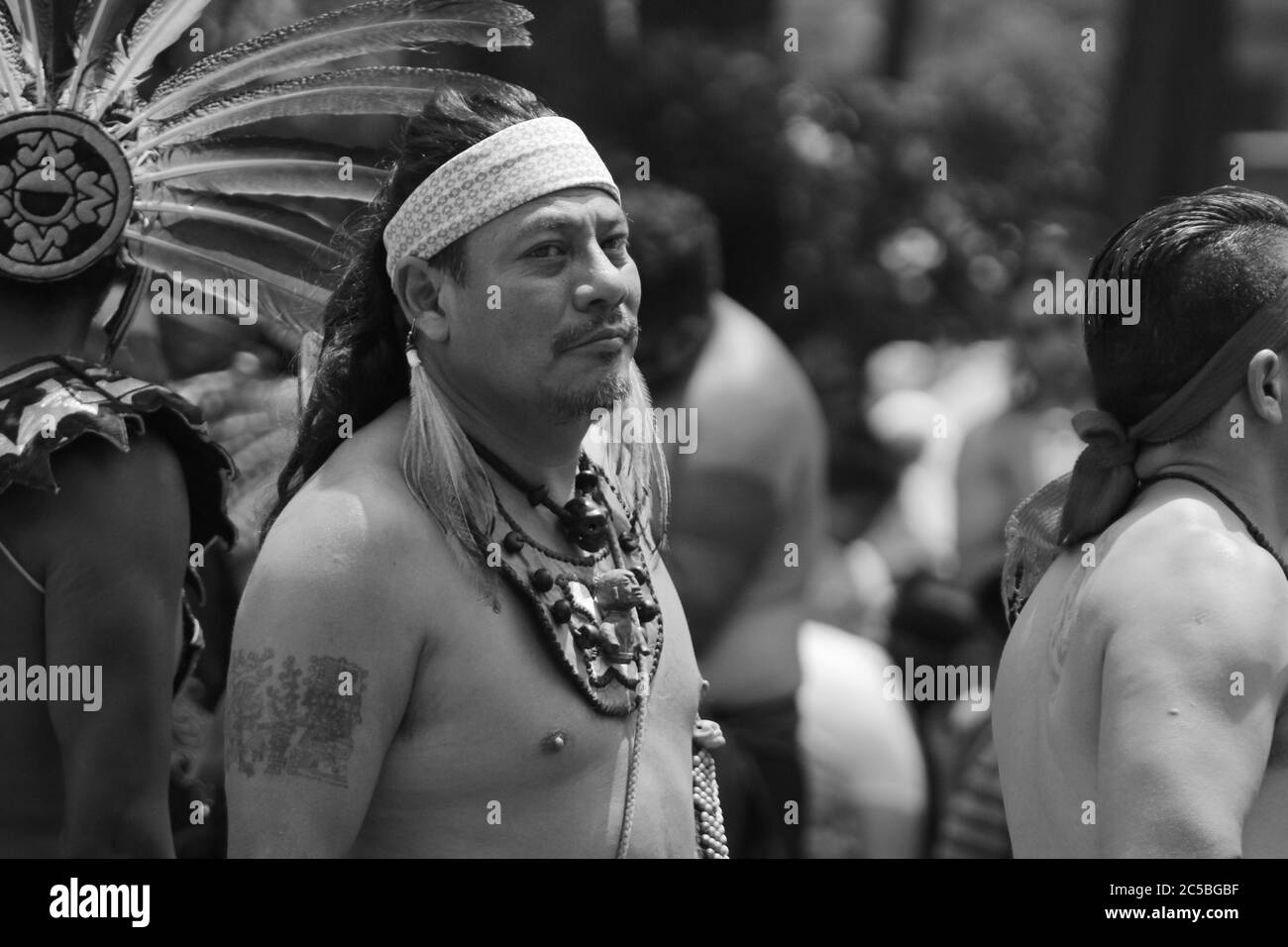 MEXICO CITY, MEXICO - September / 22 / 2018 indigenous man in aztec clothing Stock Photo