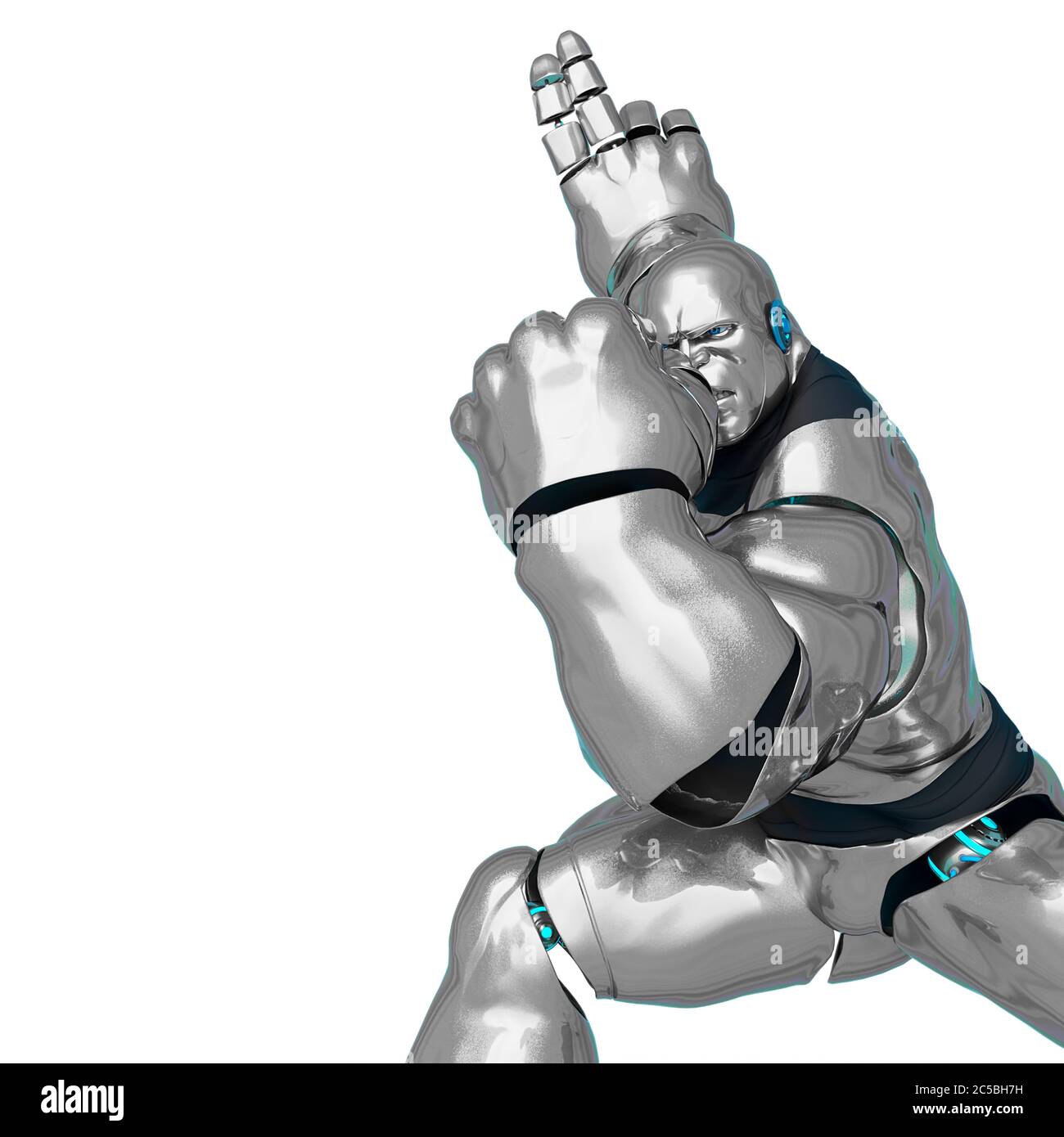 super muscle robot is doing a action pose, 3d illustration Stock Photo -  Alamy