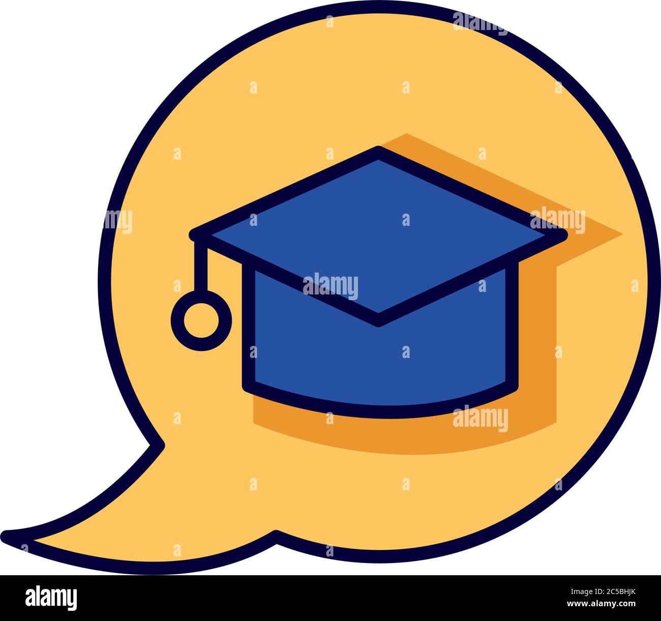 hat graduation in speech bubble line and fill style icon vector ...