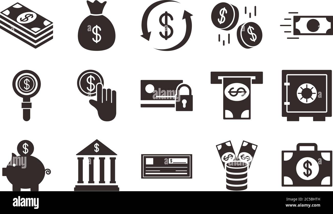 bundle of money currency set icons vector illustration design Stock ...