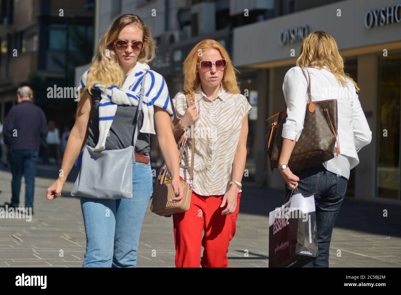 Italian women shopping in Via Sparano da Bari. Bari, Italy Stock Photo