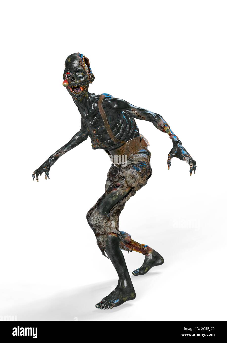 zombie is walking on white background, 3d illustration Stock Photo - Alamy, image size:919x1390