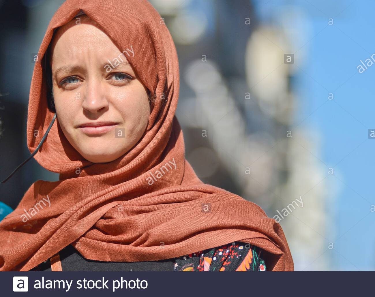 European muslim young girl with blue eyes, in Via Sparano da Bari. Bari,  Italy Stock Photo - Alamy