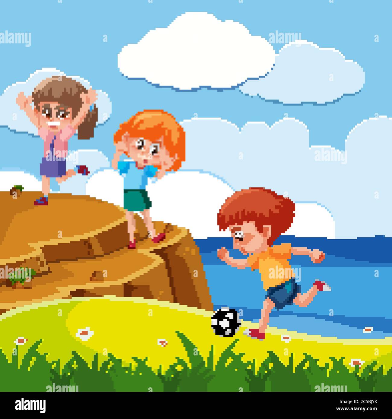 Scene with many kids playing in the park illustration Stock Vector ...