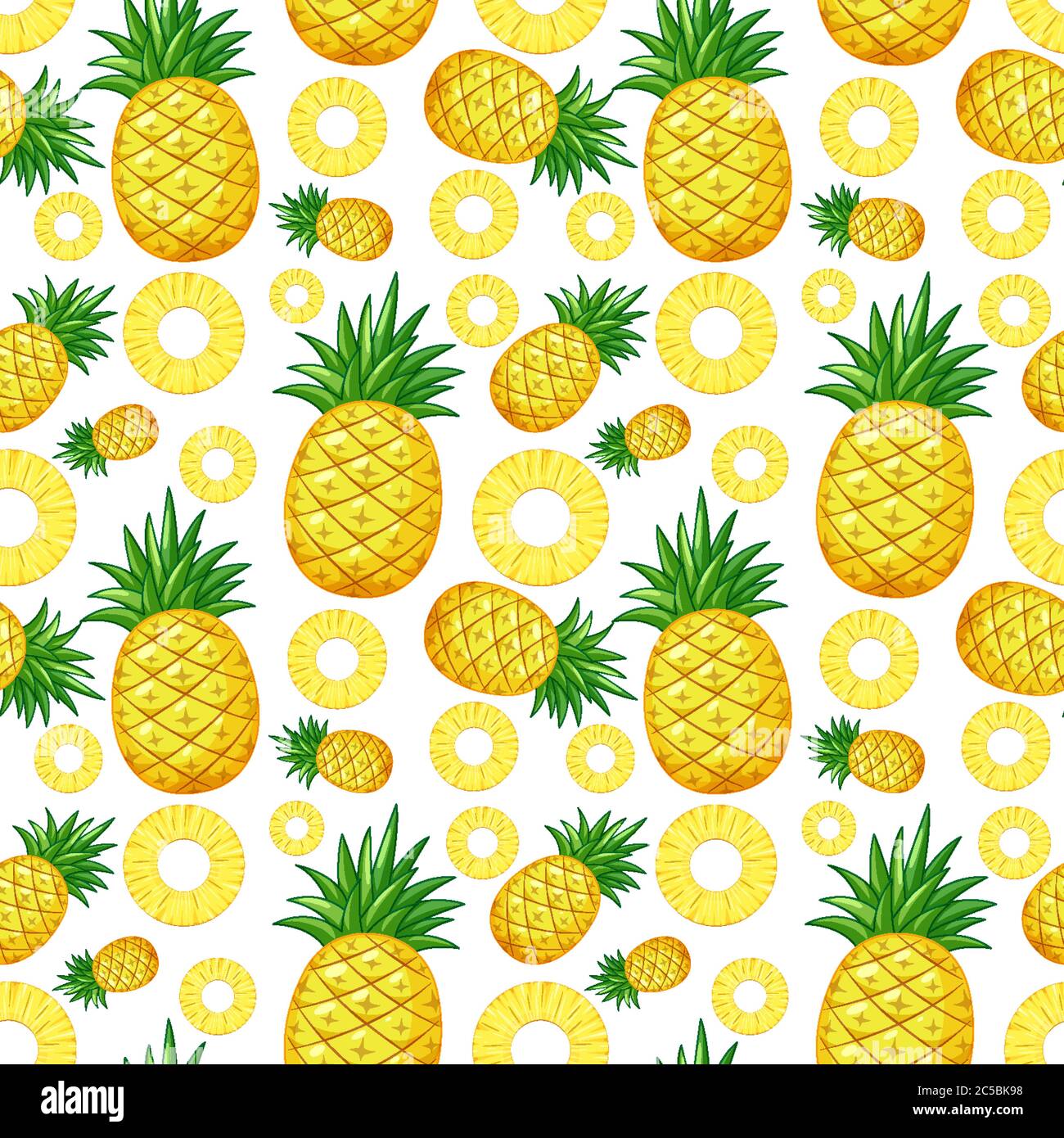 Pineapple seamless pattern on white background illustration Stock ...