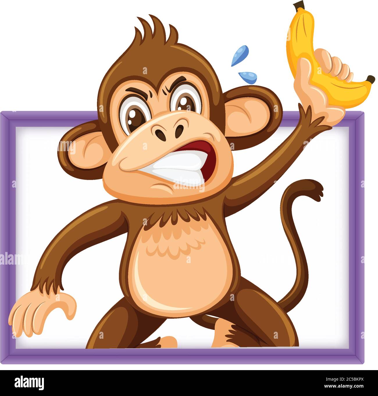 Cute monkey holding banana with funny face isolated on white background  illustration Stock Vector Image & Art - Alamy