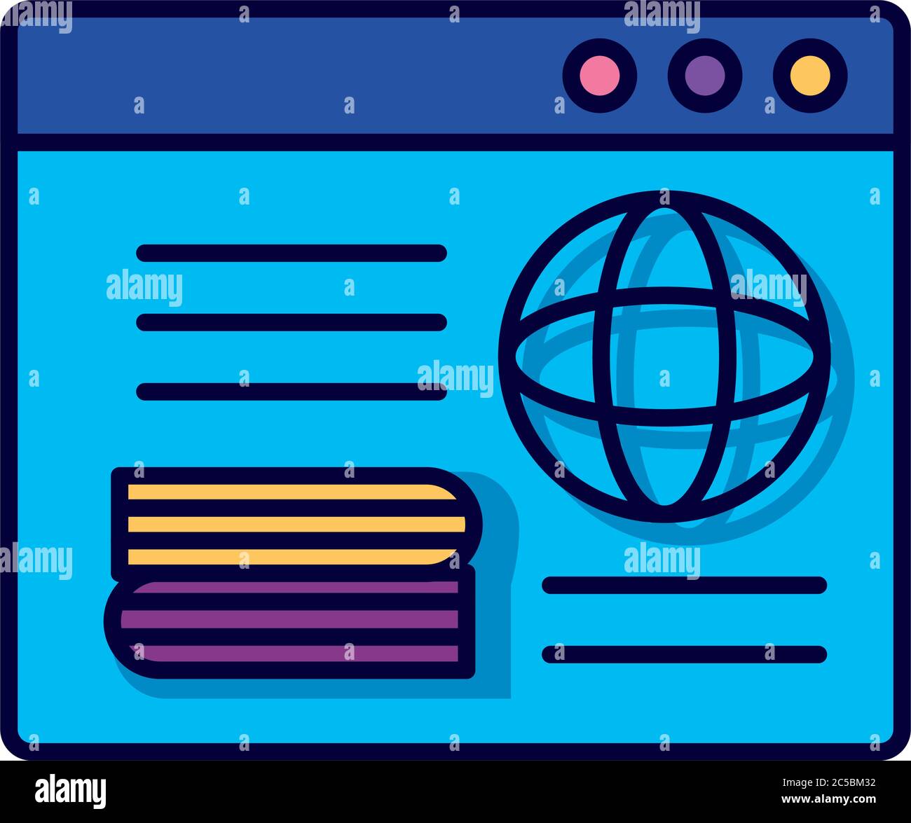 sphere browser with template webpage line and fill style icon vector ...