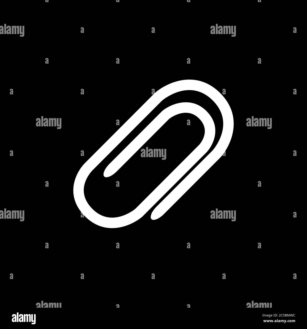 Paper Clip Icon On Black Background. Black Flat Style Vector