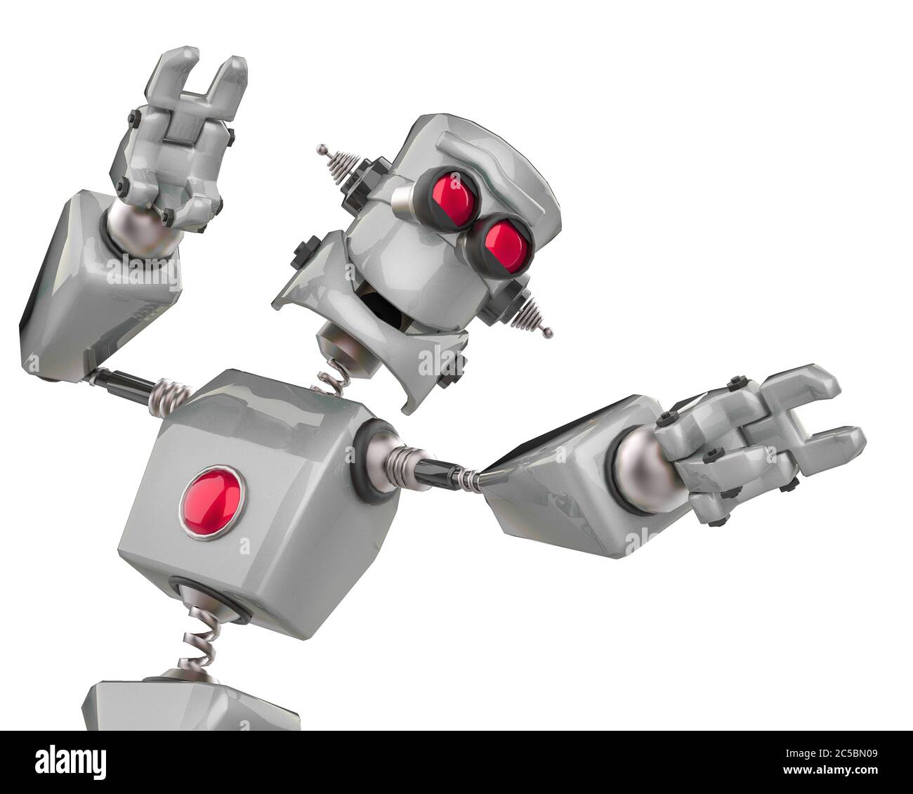 funny robot cartoon happy dance in a white background, 3d illustration  Stock Photo - Alamy
