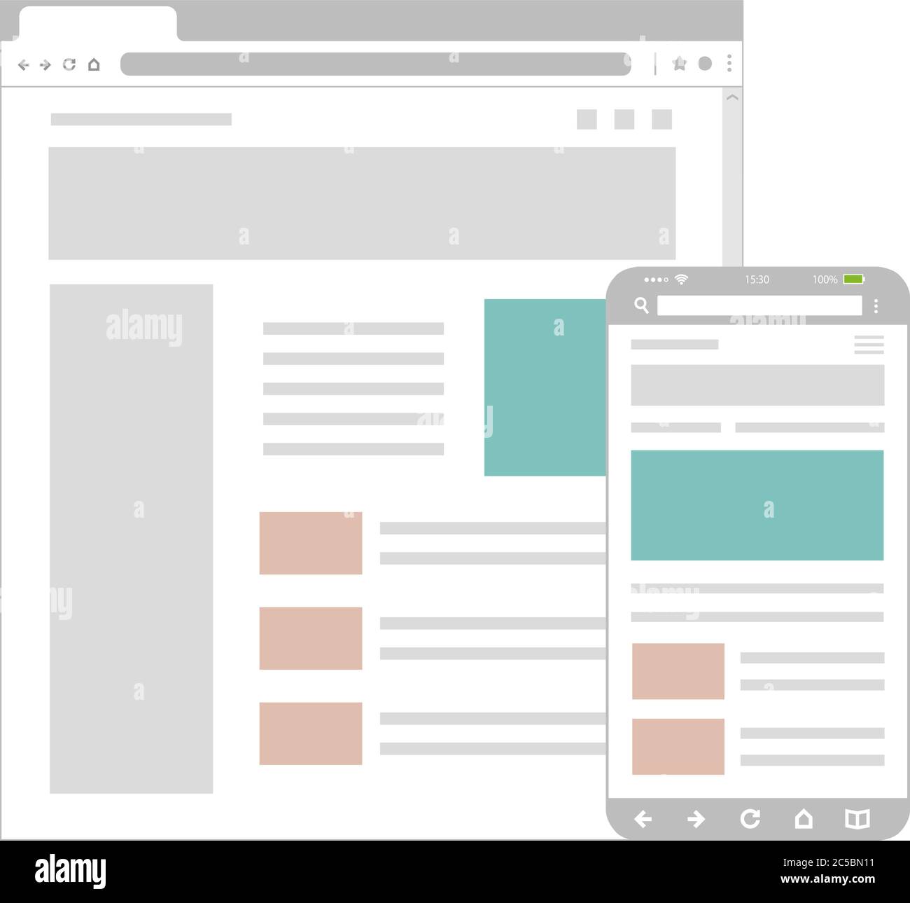 Web pages wireframe layout illustration / Web design template for PC ...